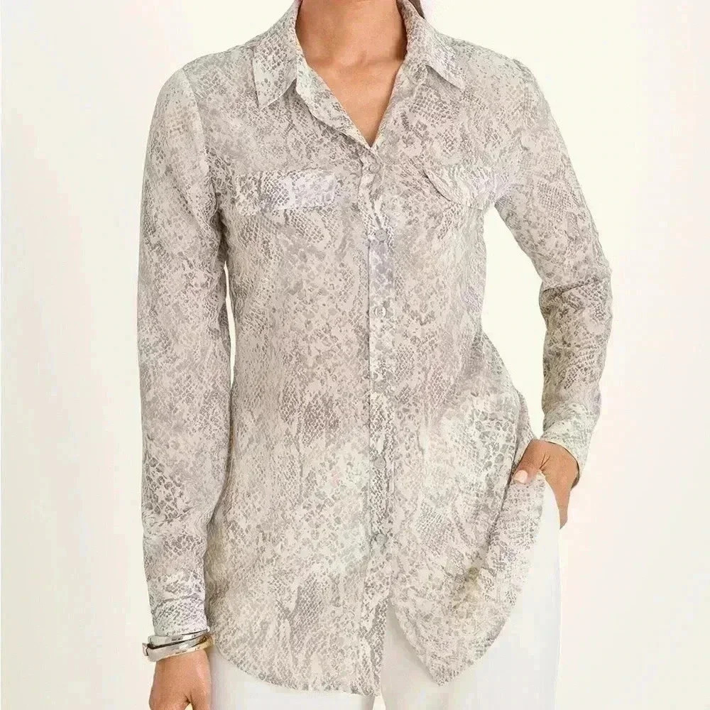 chicos python print shirt Size Large - Picture 2 of 6